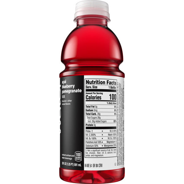 Vitaminwater XXX Acai-Blueberry-Pomegranate Flavored Water Beverage Bottle