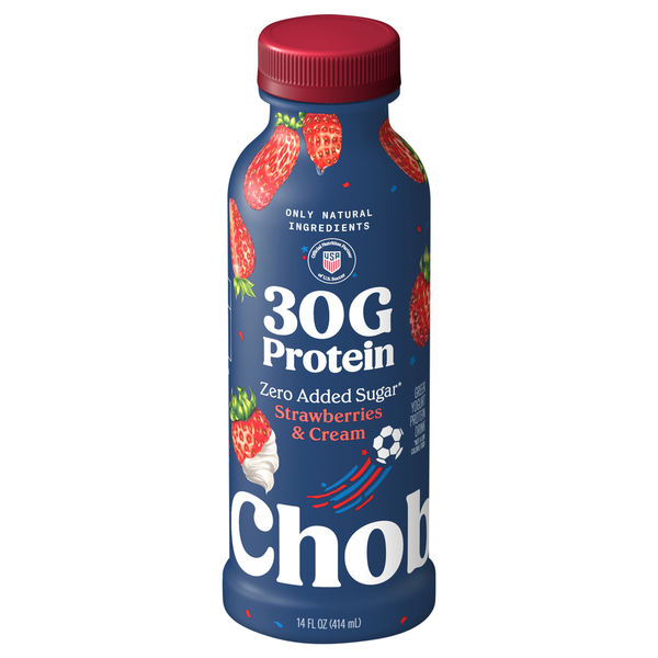 Chobani Zero Added Sugar Greek Yogurt Strawberries & Cream Protein Drink