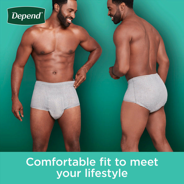 Depend Fresh Protection Men's Adult Incontinence Underwear, XL, Grey