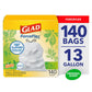 Glad ForceFlex Tall Kitchen Drawstring Trash Bags, 13 Gal, Gain Original with Febreze