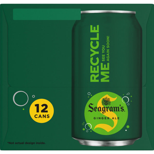 Seagram's Ginger Ale Soda Soft Drinks Fridge Pack Cans