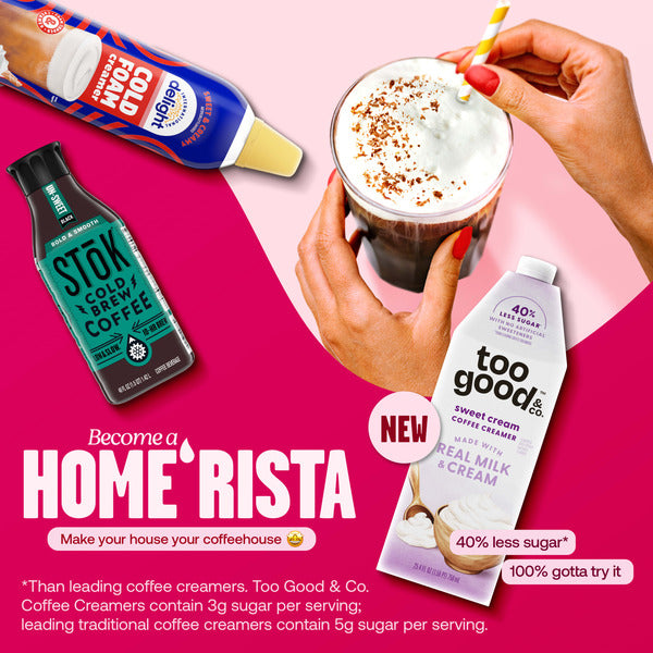 Too Good & Co. Lavender Coffee Creamer, Flavored Creamer Made with Real Milk and Cream, Tastes Great in Iced Coffee and Cold Brew, 25.4 fl oz