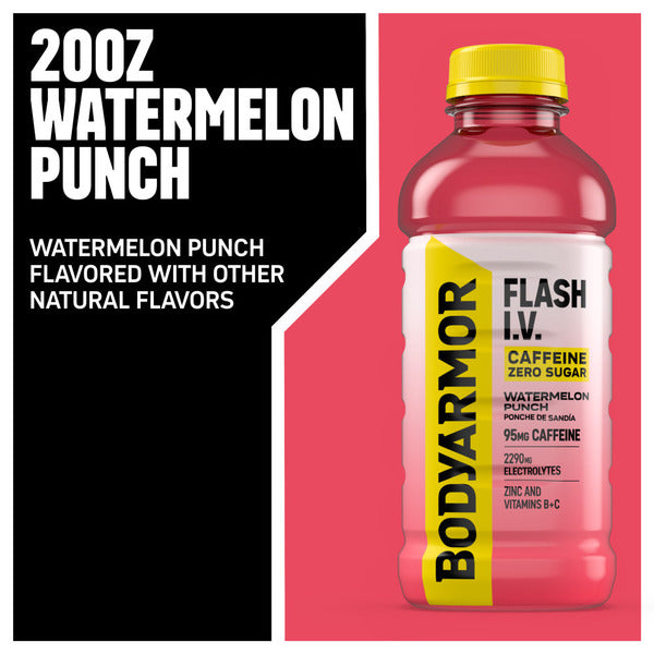 BODYARMOR Zero Sugar Caffeine Watermelon Punch Electrolyte Beverage Bottle