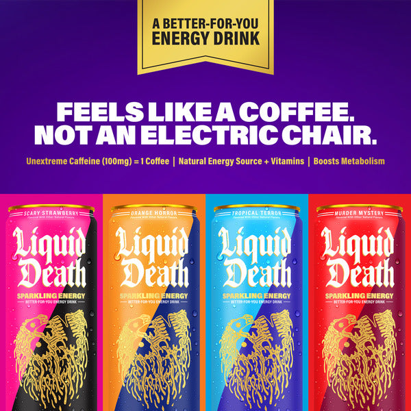 Liquid Death Sparkling Energy, Scary Strawberry