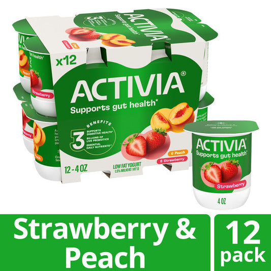 Activia Probiotic Blended Lowfat Yogurt Peach & Strawberry