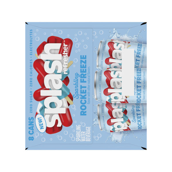 SPLASH Refresher Sparkling Water, Rocket Freeze Flavor - 12 Fl Oz Cans, 8 Pack