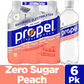 Propel Electrolyte Water Beverage, Zero Sugar, Peach, 6 Pack