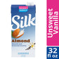 Silk Shelf-Stable Almond Milk, Unsweetened Vanilla, Dairy-Free, Vegan, Non-GMO Project Verified, 1 Quart
