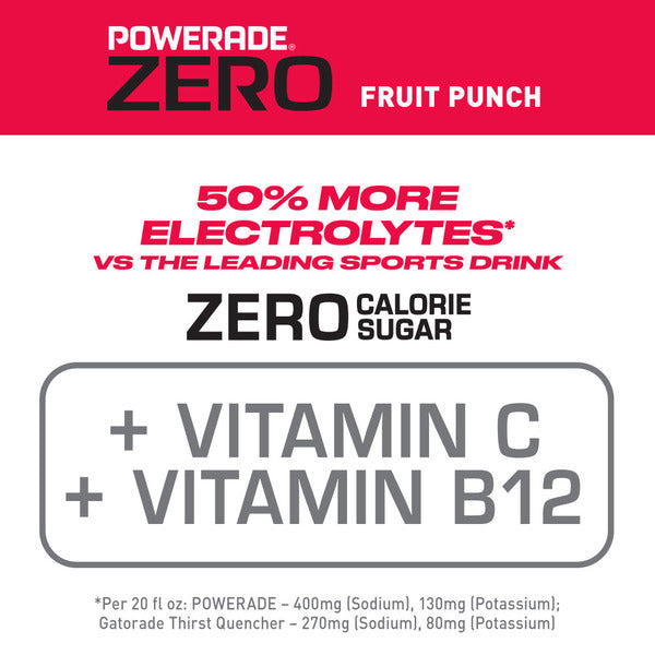 POWERADE Zero Fruit Punch Zero Sugar Sports Drink Bottles