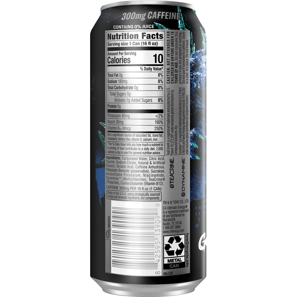 C4 Zero Sugar Sour Blue Razzilla Energy Drink