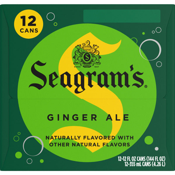 Seagram's Ginger Ale Soda Soft Drinks Fridge Pack Cans