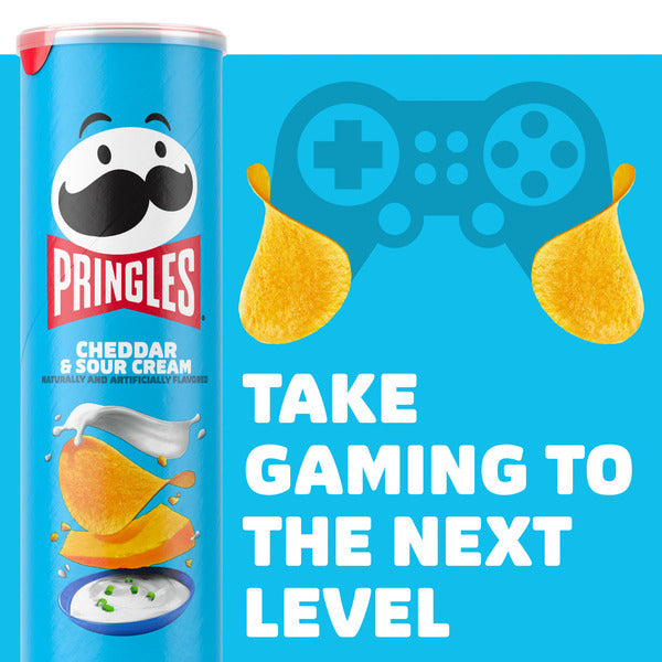 Pringles Cheddar and Sour Cream Potato Crisps Chips, Lunch Snacks, 5.5 oz