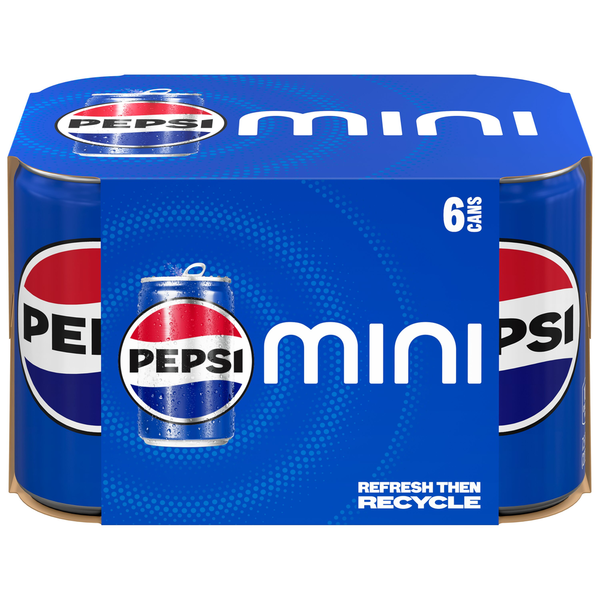 Pepsi Mini Soda Cola 7.5 Fl Oz 6 Count
