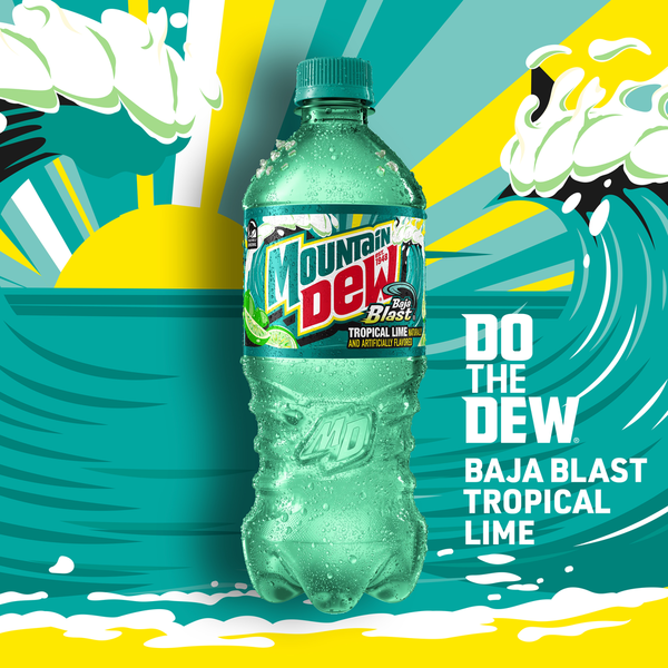 Mountain Dew Baja Blast Dew Tropical Lime Flavor 2 Liter