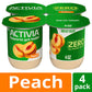 Activia ZERO 0g Added Sugar Peach Probiotic Yogurt, Delicious Nonfat Yogurt Cups to Help Support Gut Health, 4 oz, 4 Count