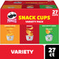 Pringles Snack Cups Variety Pack Potato Crisps Chips, Lunch Snacks, Snack Stacks, 27 Count