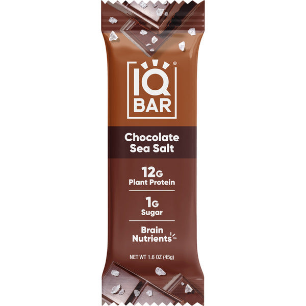 IQBAR Plant Protein Bars, Chocolate Sea Salt, High Fiber, Low Sugar