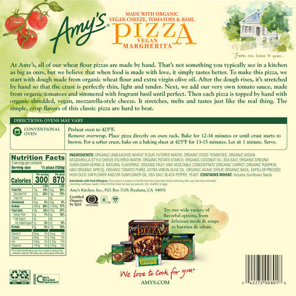 Amy's Kitchen Vegan Margherita Pizza