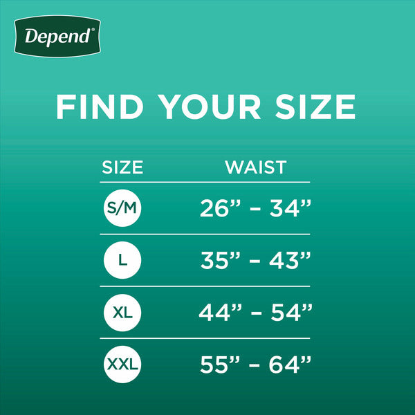 Depend Fresh Protection Men's Adult Incontinence Underwear, L, Grey