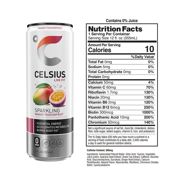 CELSIUS Sparkling Mango Passionfruit, Energy Drink