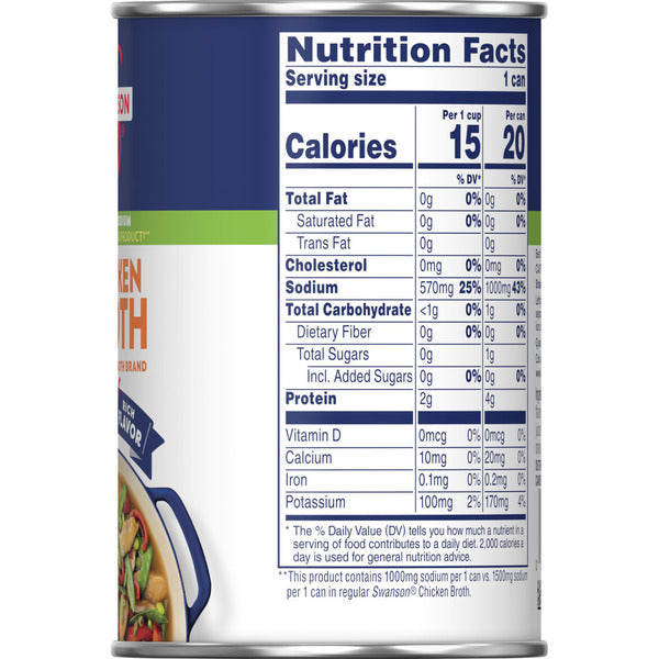 Swanson's Swanson 33% Less Sodium Chicken Broth, 14.5 oz Can