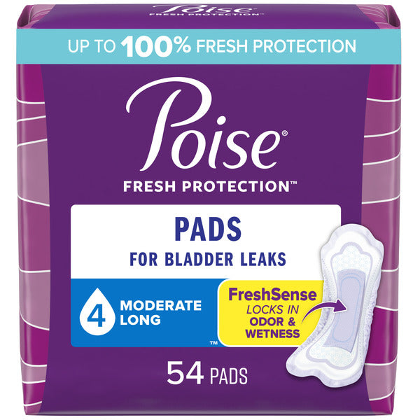 Poise Incontinence Pads, Moderate Absorbency, Long Length