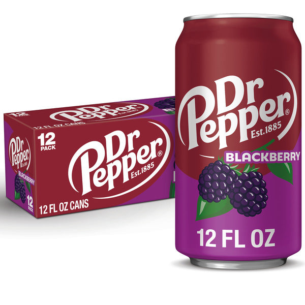Dr Pepper Blackberry Soda, 12 fl oz cans, 12 pack