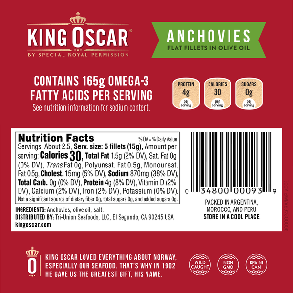 King Oscar Wild Caught Anchovy Fillets in Olive Oil