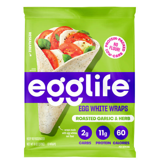 egglife roasted garlic & herb, egg white wraps