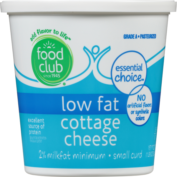 Food Club Cottage Cheese, Small Curd, 2% Milkfat Minimum, Low Fat