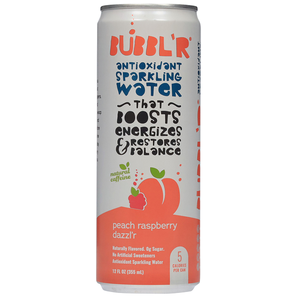 BUBBL’R Antioxidant Sparkling Water, peach raspberry dazzl'r