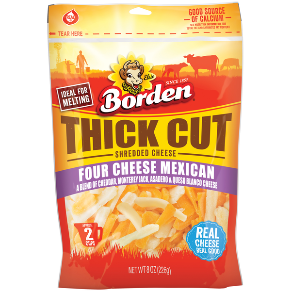 Borden Thick Cut Shredded Cheese, Four Cheese Mexican
