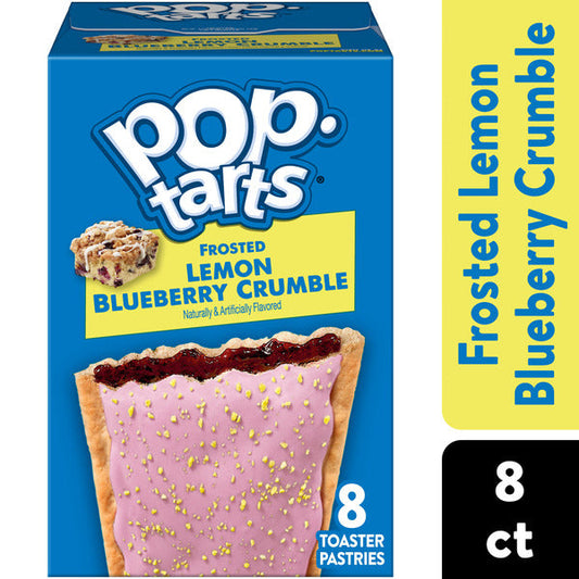 Pop-Tarts Frosted Lemon Blueberry Crumble Toaster Pastries, Breakfast Foods, 8 Count