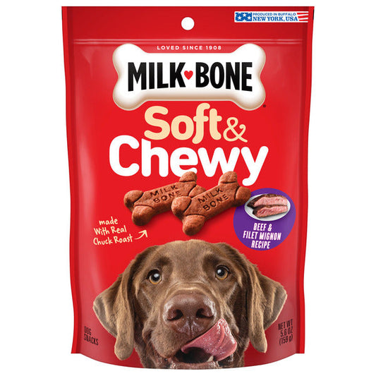 Milk-Bone Soft and Chewy Dog Treats, Beef & Filet Mignon Recipe With Chuck Roast