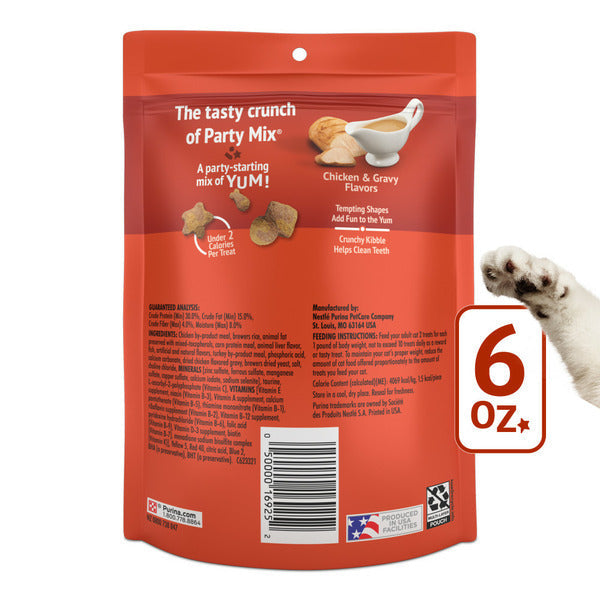 Purina Friskies Cat Treats, Party Mix Gravy-licious Crunch Chicken and Gravy Flavors