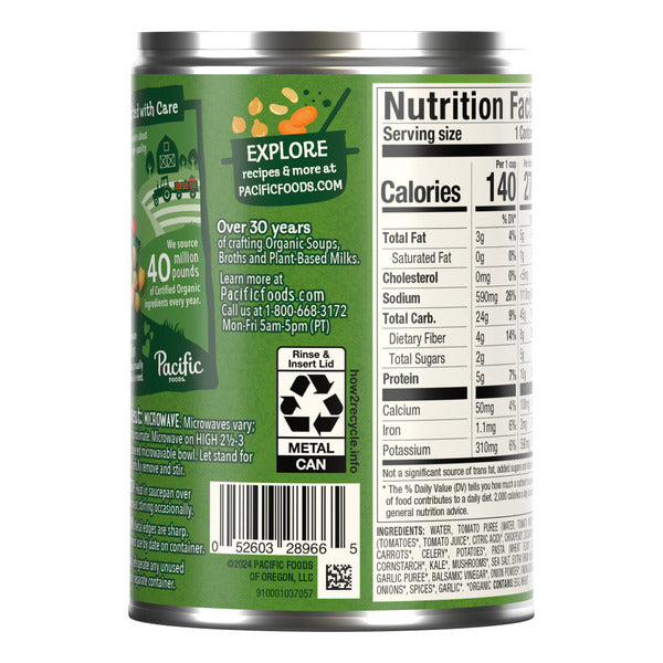 Pacific Foods Organic Tuscan-Style White Bean Minestrone Soup