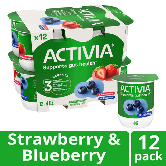 Activia Probiotic Blended Lowfat Yogurt Strawberry & Blueberry
