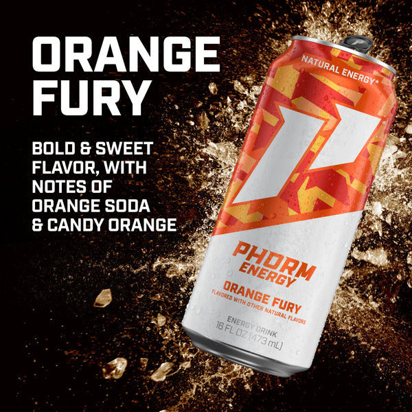 Phorm Energy , Orange Fury, 1 Single 16 Fl Oz Can, 200Mg Natural Caffeine From Green Tea