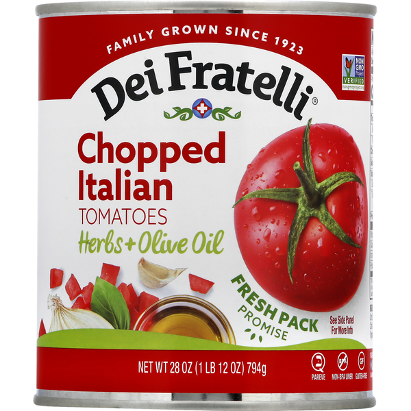 Dei Fratelli Tomatoes, Herbs + Olive Oil, Chopped Italian