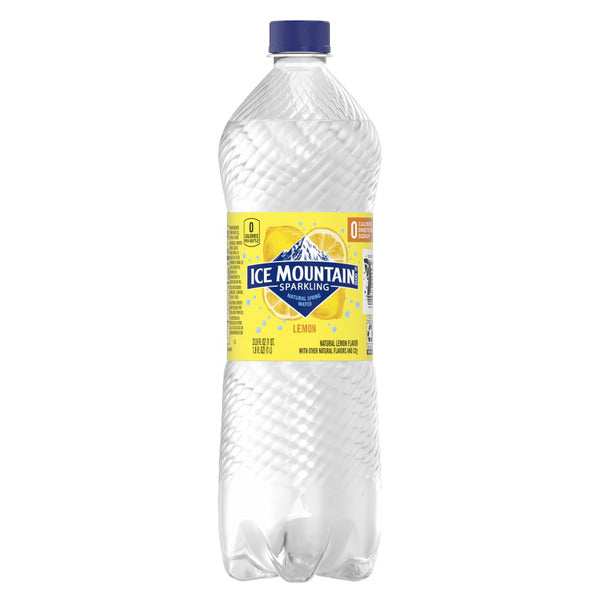 ICE MOUNTAIN Sparkling Water, Lemon Flavor, 33.8 oz. Bottle