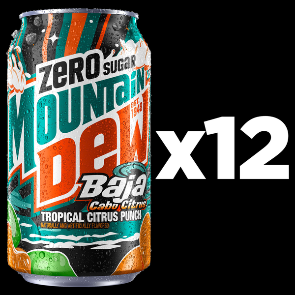 Mountain Dew Baja Cabo Citrus Zero Sugar Tropical Punch Soda Cans