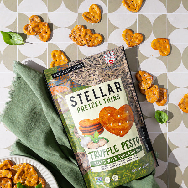 Stellar Snacks Truffle Pesto, Gluten Free Pretzel Thins