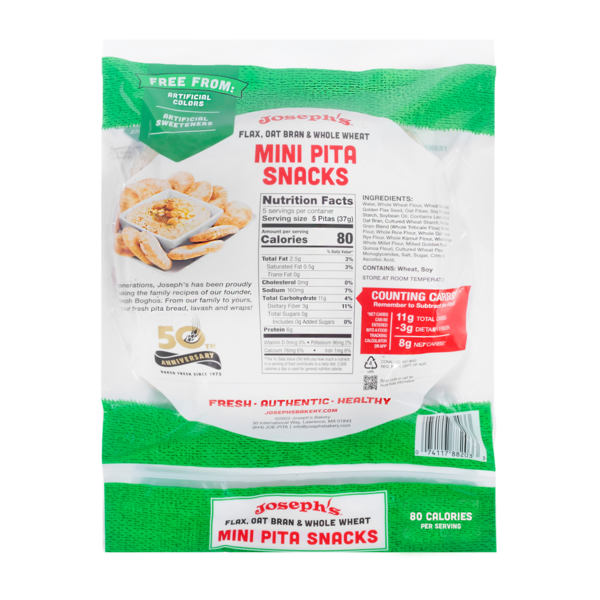 Joseph's Free From Flax, Oat Bran and Whole Wheat Mini Pita Snacks