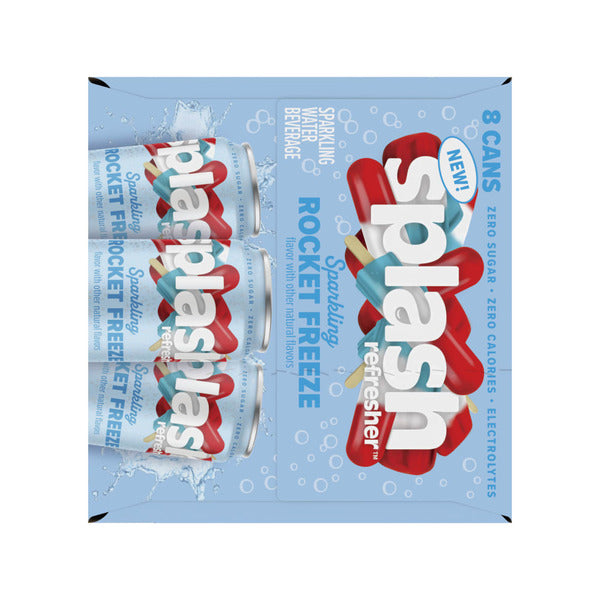 SPLASH Refresher Sparkling Water, Rocket Freeze Flavor - 12 Fl Oz Cans, 8 Pack