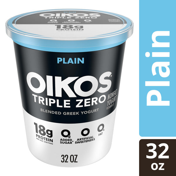 Oikos Zero Plain Nonfat Greek Yogurt Tub