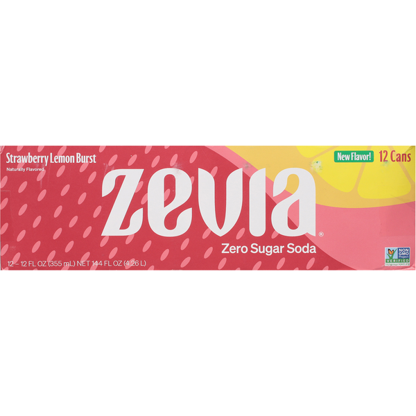 Zevia Zero Sugar Strawberry Lemon Burst Soda