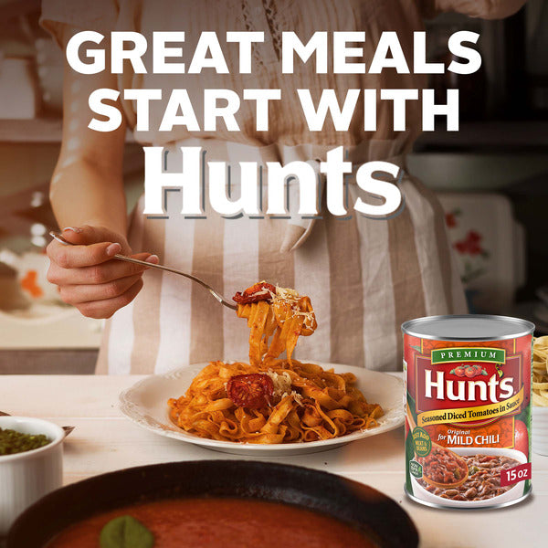 Hunt's Seasoned Diced Tomatoes with Sauce for Mild Chili