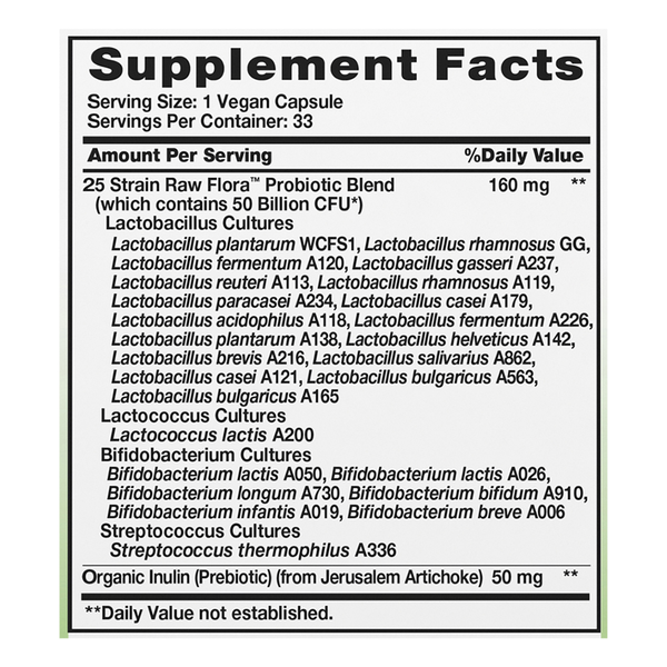 Nature's Truth Raw Flora Daily Digestive Probiotic Capsules
