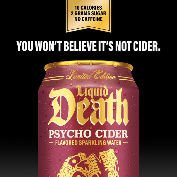 Liquid Death Psycho Cider, Flavored Sparkling Water