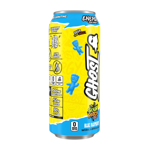 GHOST Zero Sugar Energy Drink, Sour Patch Kids Blue Raspberry